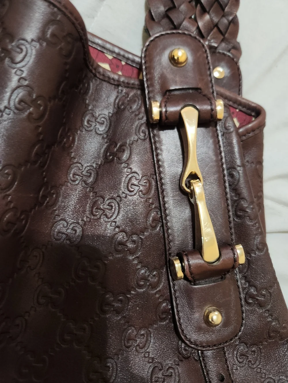 Authentic Gucci Pelham Brown Guccissima Horsebit Medium Hobo Bag